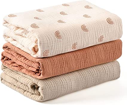 3 Pack Muslin Swaddle Blankets for Unisex, Newborn Receiving Blanket , Large 47 x 45 inches, Soft... | Amazon (US)