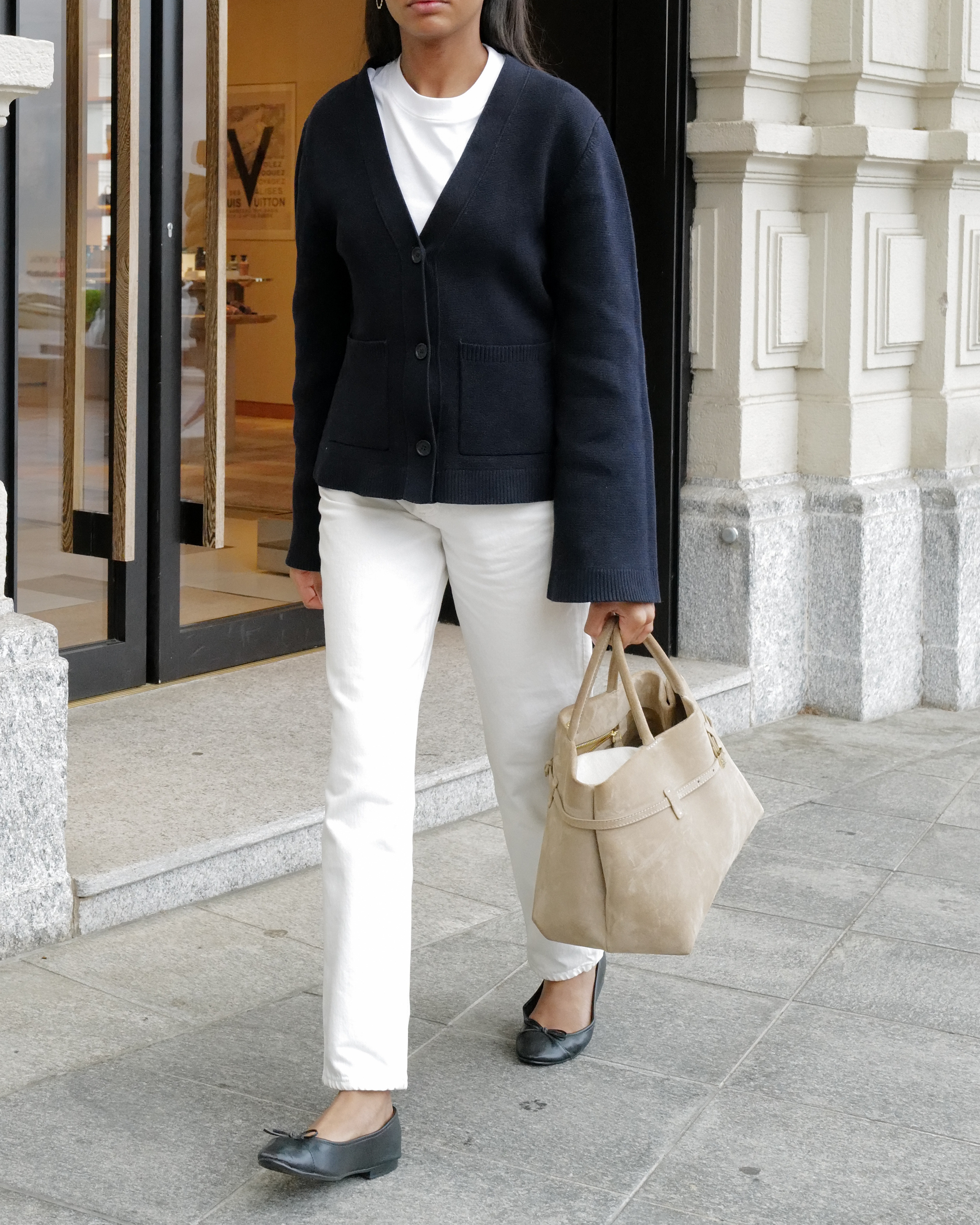 NAVY ARKET CARDIGAN WHITE JEANS OUTFIT, SWITZERLAND  

 #LTKuk #LTKspring #LTKluxury