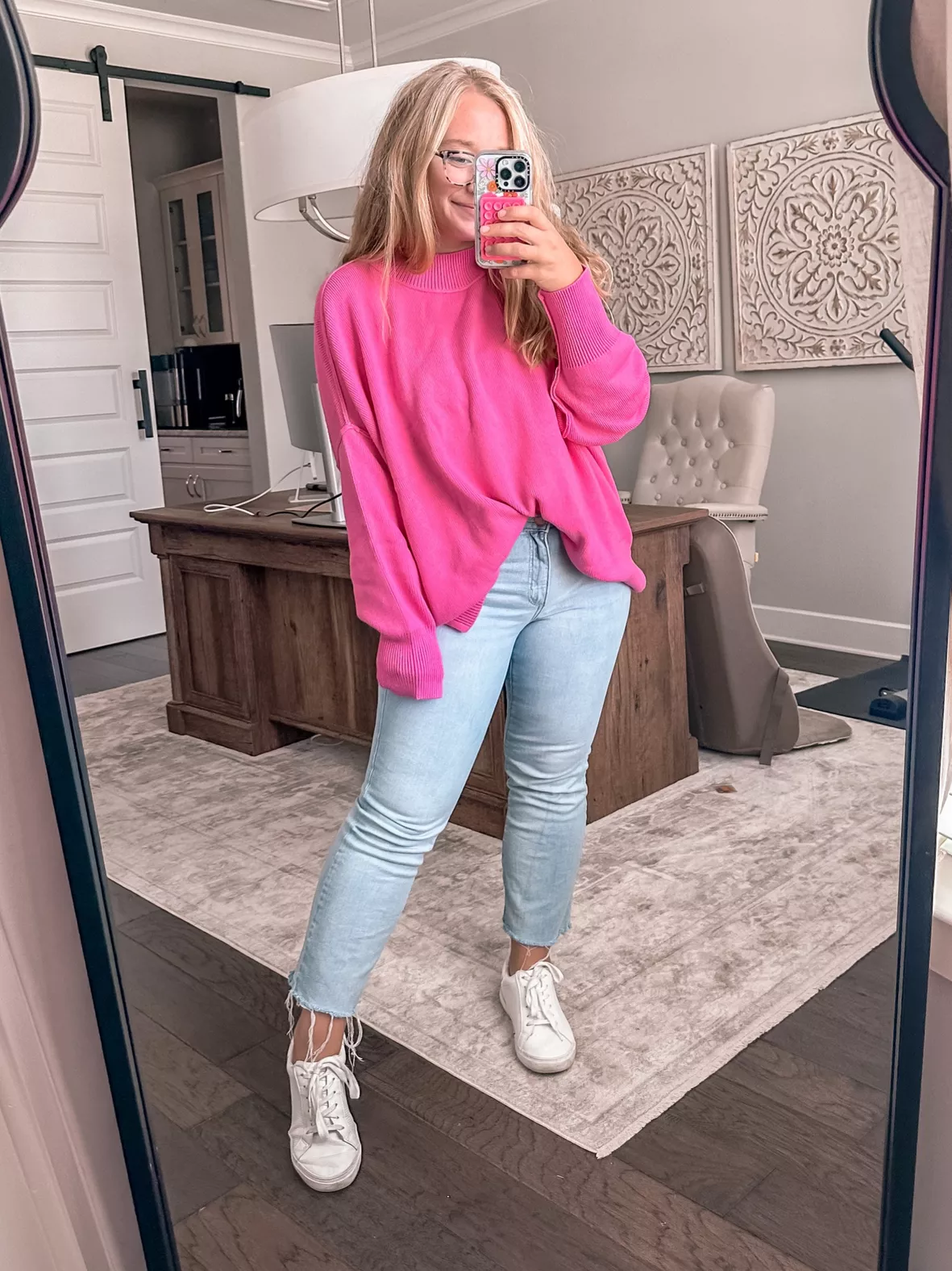 Casual Pink Cardigan Outfit
