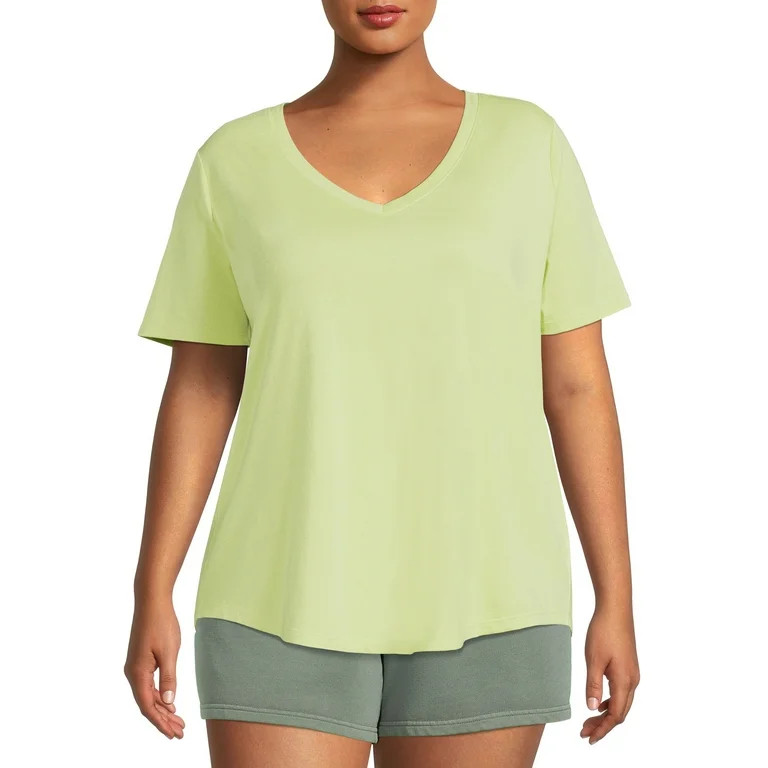 Terra & Sky Women's Plus Size V-Neck Tee with Short Sleeves | Walmart (US)