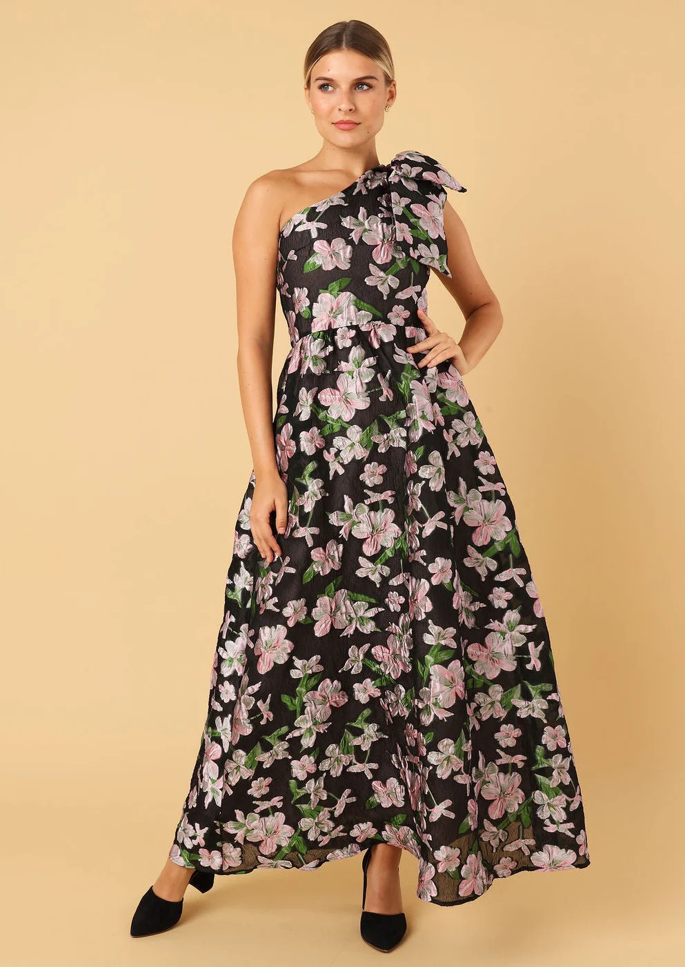 Caroline Gown Black Organza Bloom | Abbey Glass