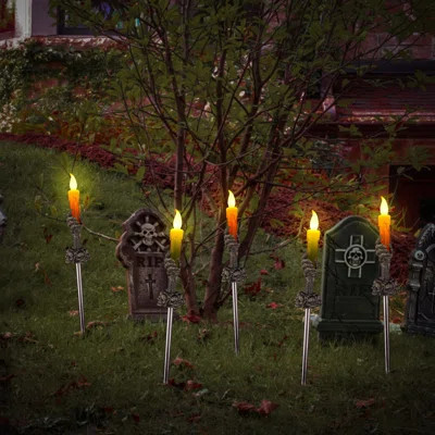 Halloween Decorations, Lighted 5 Pack Skeleton Hands Holder Candle Lamp | Wayfair North America