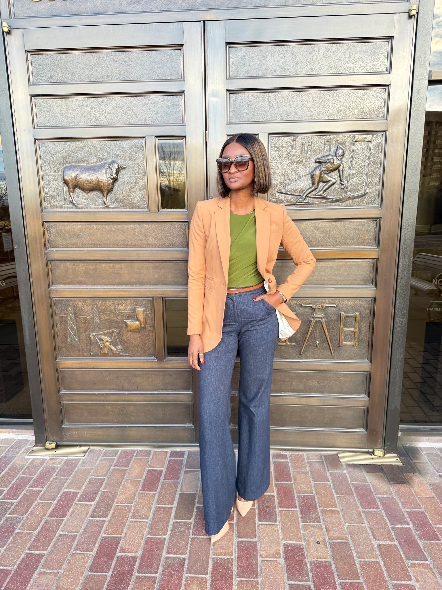 Camel , Green and denim. Such a great fall to winter  transitional color combo

#LTKWorkwear #LTKTall #LTKootd