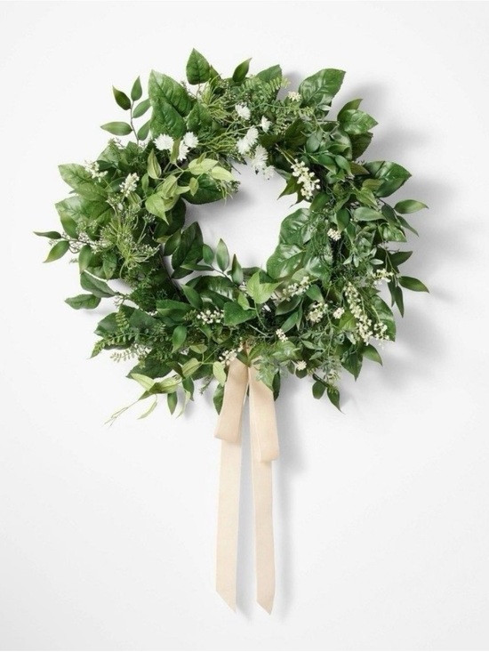 Floral Wreath w/ Ribbon Threshold Studio McGee Home Decor | Poshmark