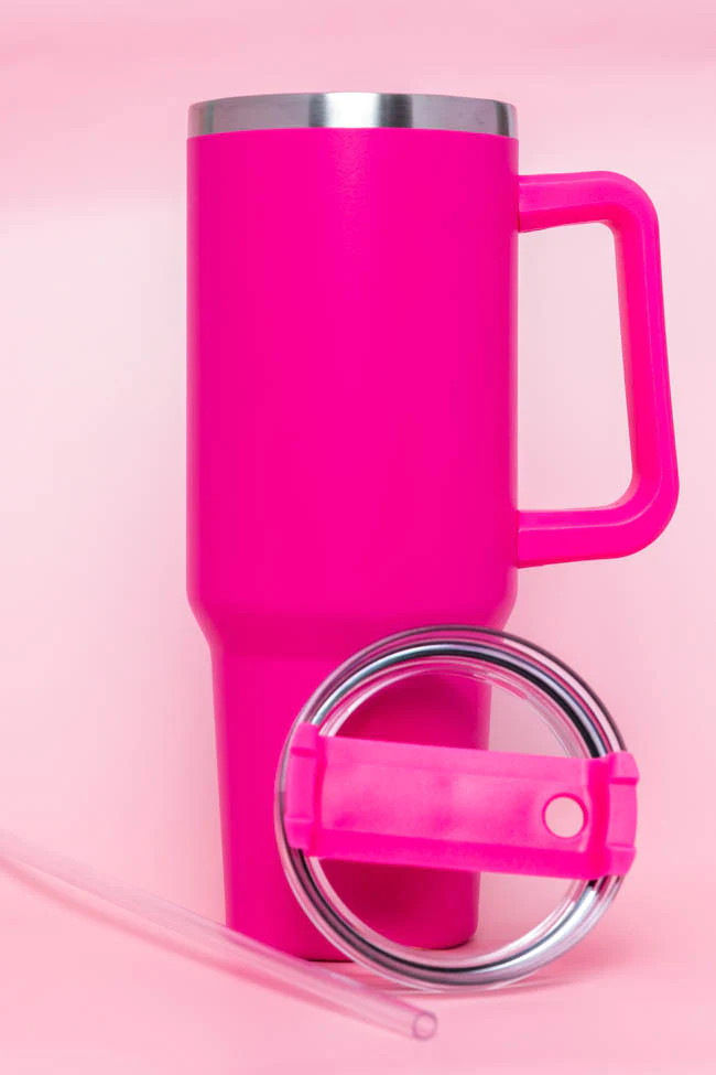 Sippin' Pretty Hot Pink 40 oz Drink Tumbler With Lid And Straw DOORBUSTER | Pink Lily