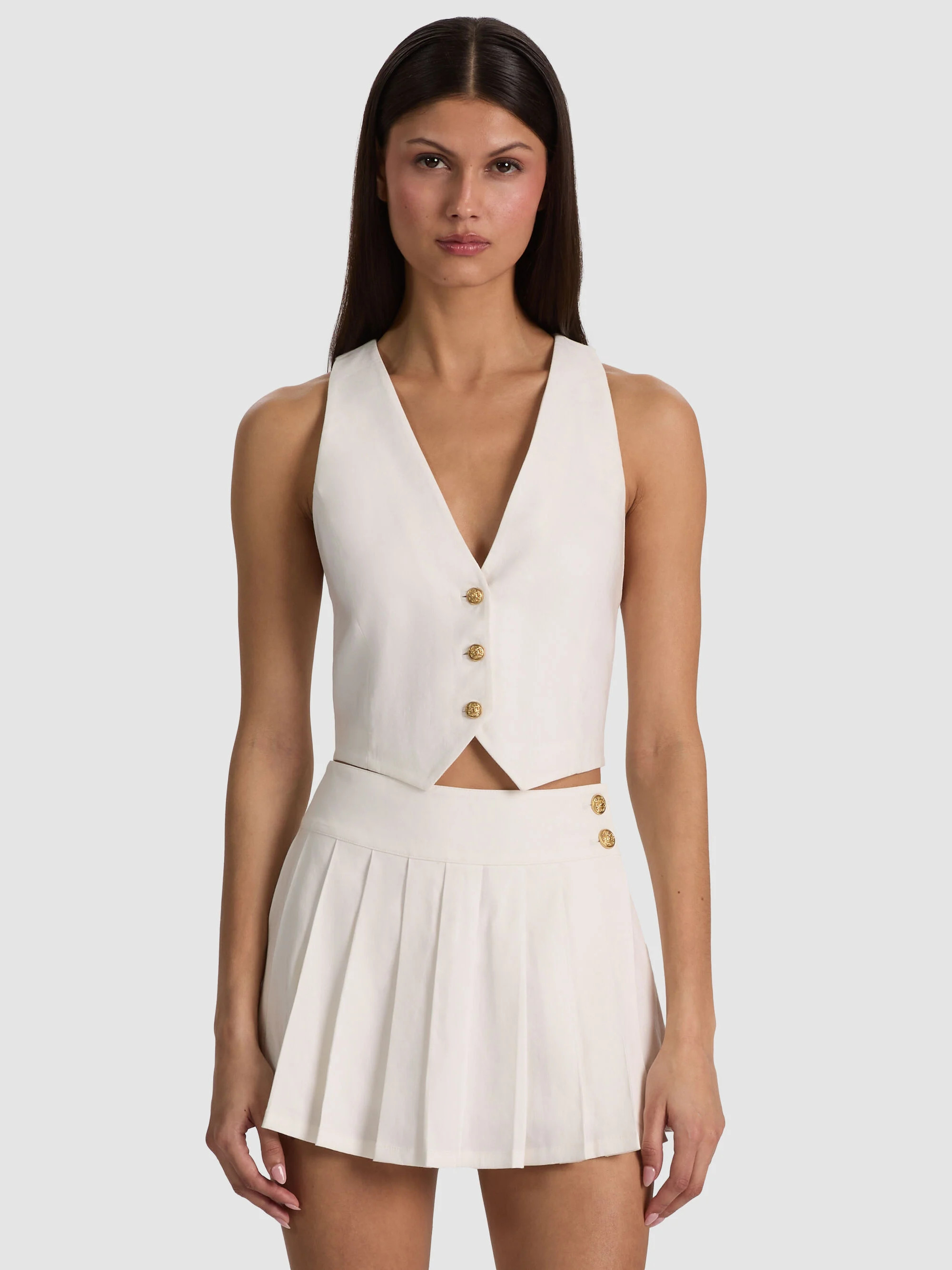 DONNA LINEN VEST | Alice + Olivia