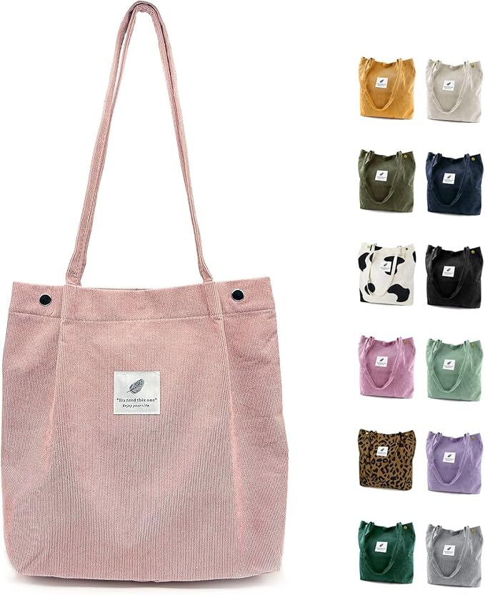 TELLUMO Fashion Corduroy Tote Bag Cow Print Bag Purses for Women Teen Girls with Inner Pocket | Amazon (US)