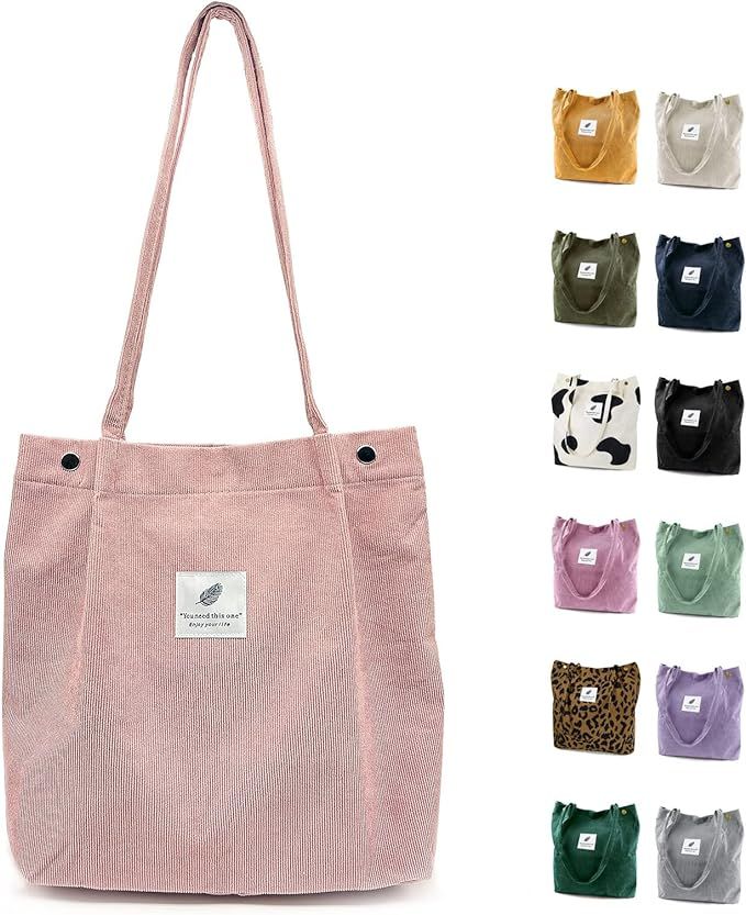 TELLUMO Fashion Corduroy Tote Bag Cow Print Bag Purses for Women Teen Girls with Inner Pocket | Amazon (US)