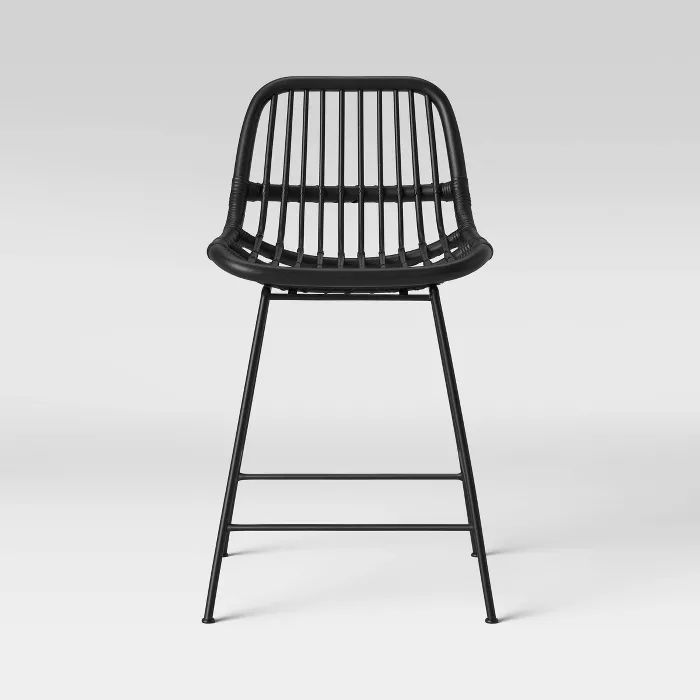 24" Linnet Rattan with Metal Legs Counter Stool Black - Opalhouse™ | Target