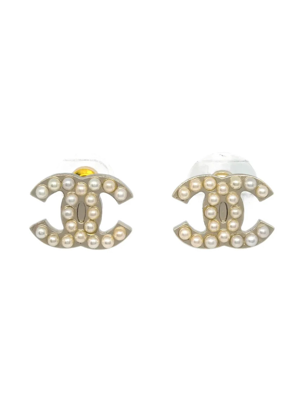 CHANEL Pre-Owned 2005 CC faux-pearl earrings - Silver | Farfetch Global