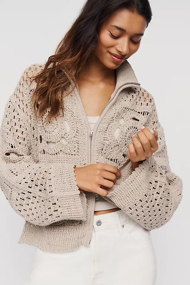 Claret Crosette Cotton Wool Blend Cardigan | Anthropologie (US)