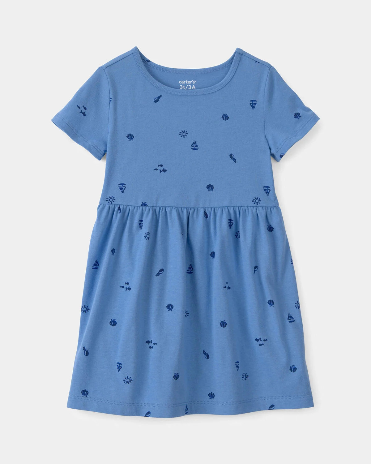 Toddler Girl Seashell Short-Sleeve Dress - Blue | Carter's | Carter's Inc