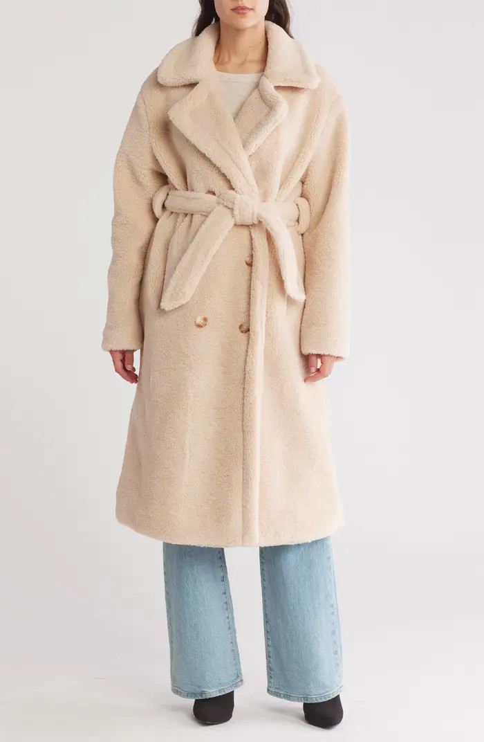 BLANKNYC Tie Waist Faux Shearling Coat | Nordstromrack | Nordstrom Rack