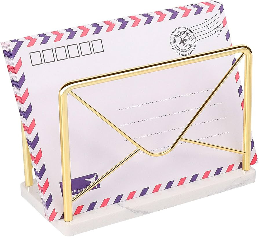 Modern Mail Holder for Home Office, Metal Letter Organizer Sorter for Desk, Cutout Mail Envelope ... | Amazon (US)