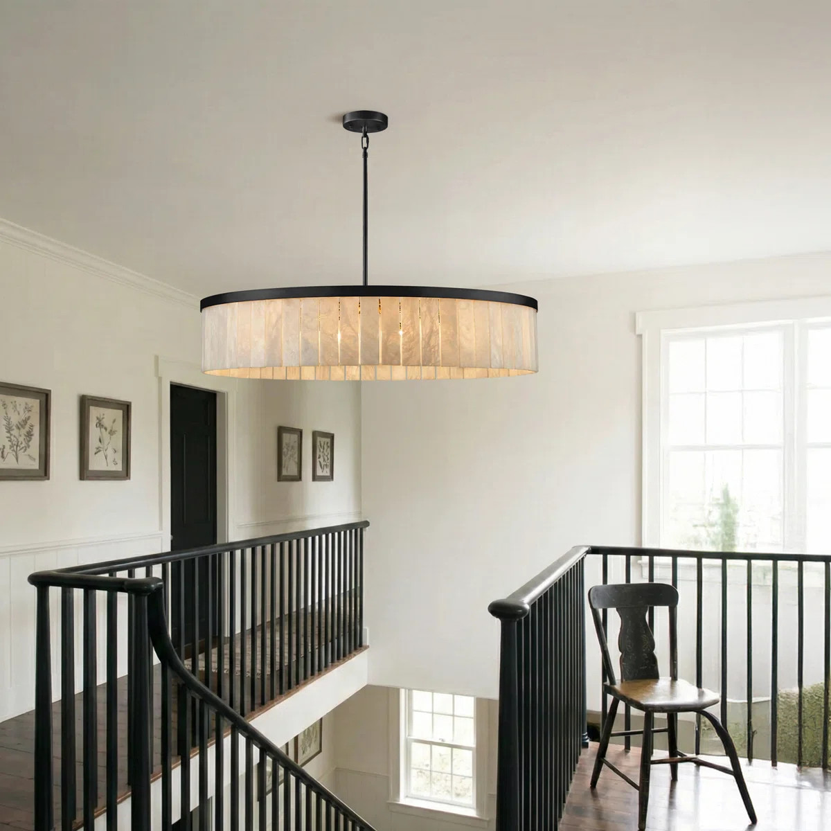 10 - Light 41.3" D Dimmable Modern Alabaster Drum Chandelier Round Pendant Lights For Dining Room | Wayfair North America