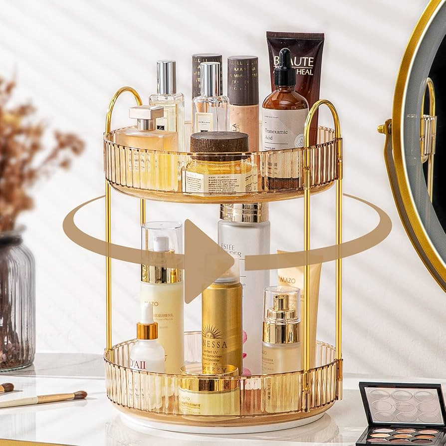 360 Rotating Makeup Organizer for Vanity, Bathroom Countertop Organizer Spinning Perfume Organize... | Amazon (US)