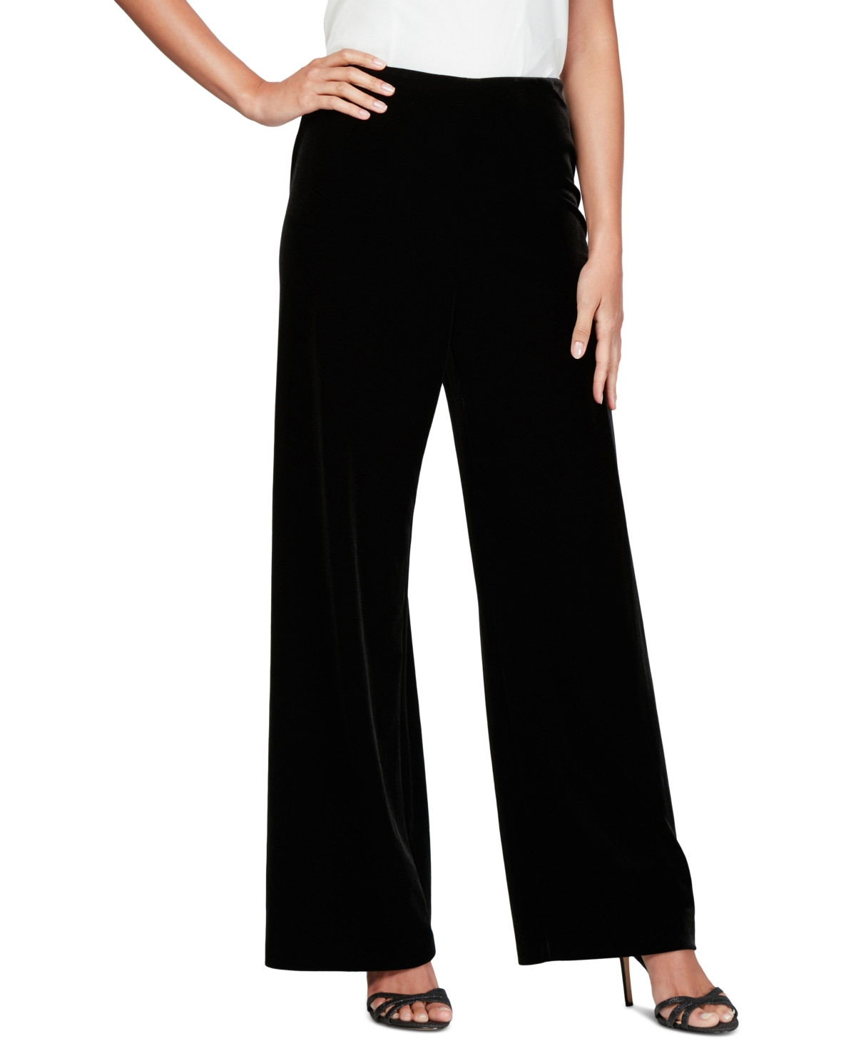 Alex Evenings Petite Velvet Pants - Black | Macy's