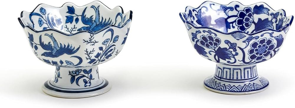 Two's Company Set of 2 Scalloped Edge Footed Bowl, Assortment of 2 Patterns | Amazon (US)