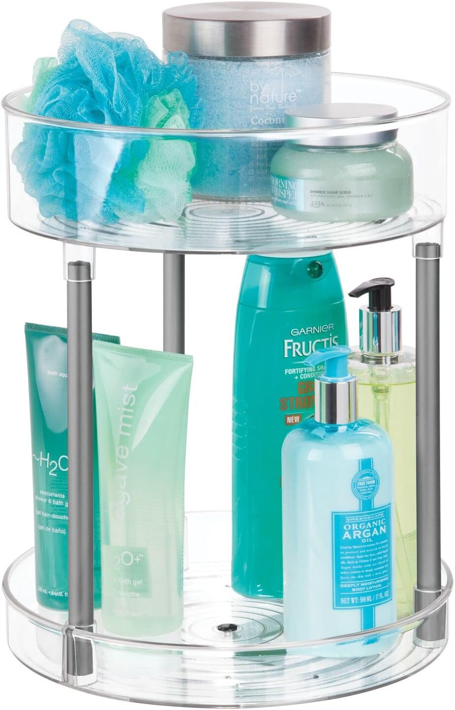 mDesign Spinning Metal and Plastic Makeup Organizer Rotating Lazy Susan 2-Level Turntable Storage... | Amazon (US)