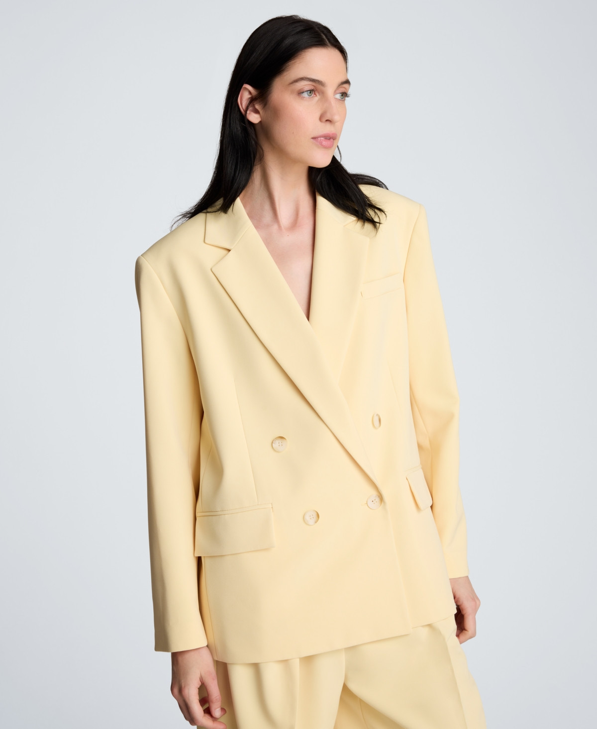 Kenneth Cole Women's Double-Breasted Boyfriend Jacket - Pastel Yellow | Macy's