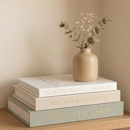 Myrthyn Decorative Books for Home Decor-Set of 3 Linen Aesthetic Fake/Faux Books for Coffee Table/Bookshelf/Mantel Shelf Decoration, Hidden Photo or as Keepsake Storage Box | Amazon (US)