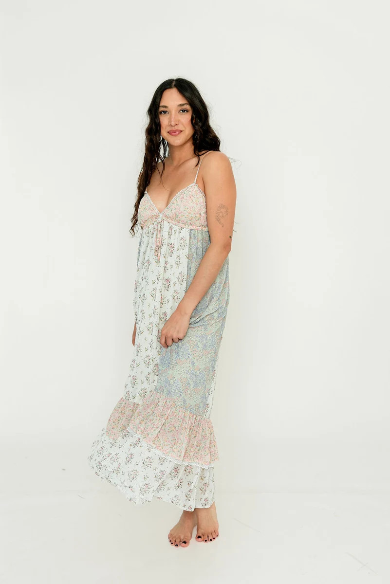 Maria Maxi Dress in Off White Combo | Worth Collective