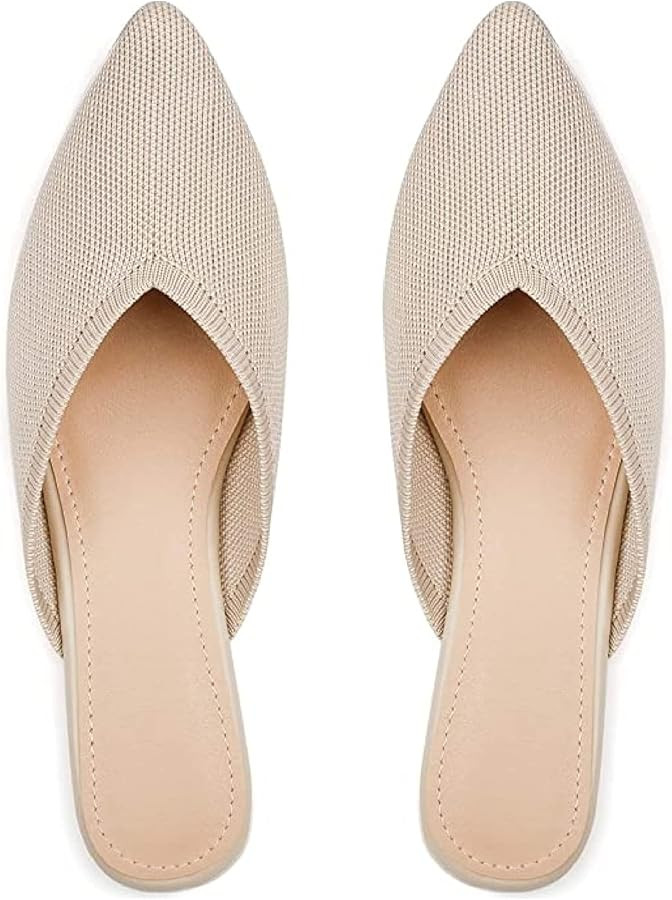 Slocyclub Flat Mules for Women, Closed Pointed Toe Flat Loafers for Ladies, Slip-On Home Knitted ... | Amazon (US)