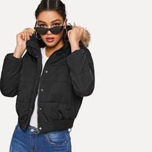 Faux Fur Tim Hoodie Parka Coat | SHEIN