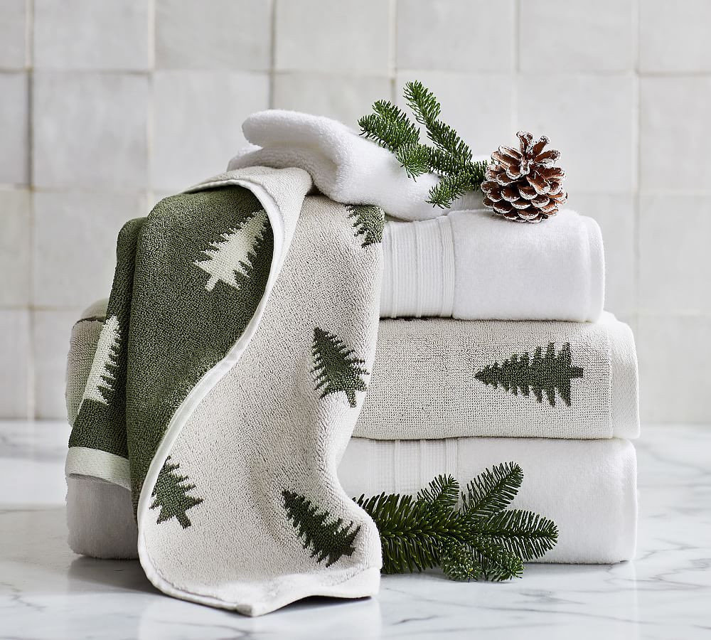 Pine Tree Reversible Jacquard Towel | Pottery Barn (US)
