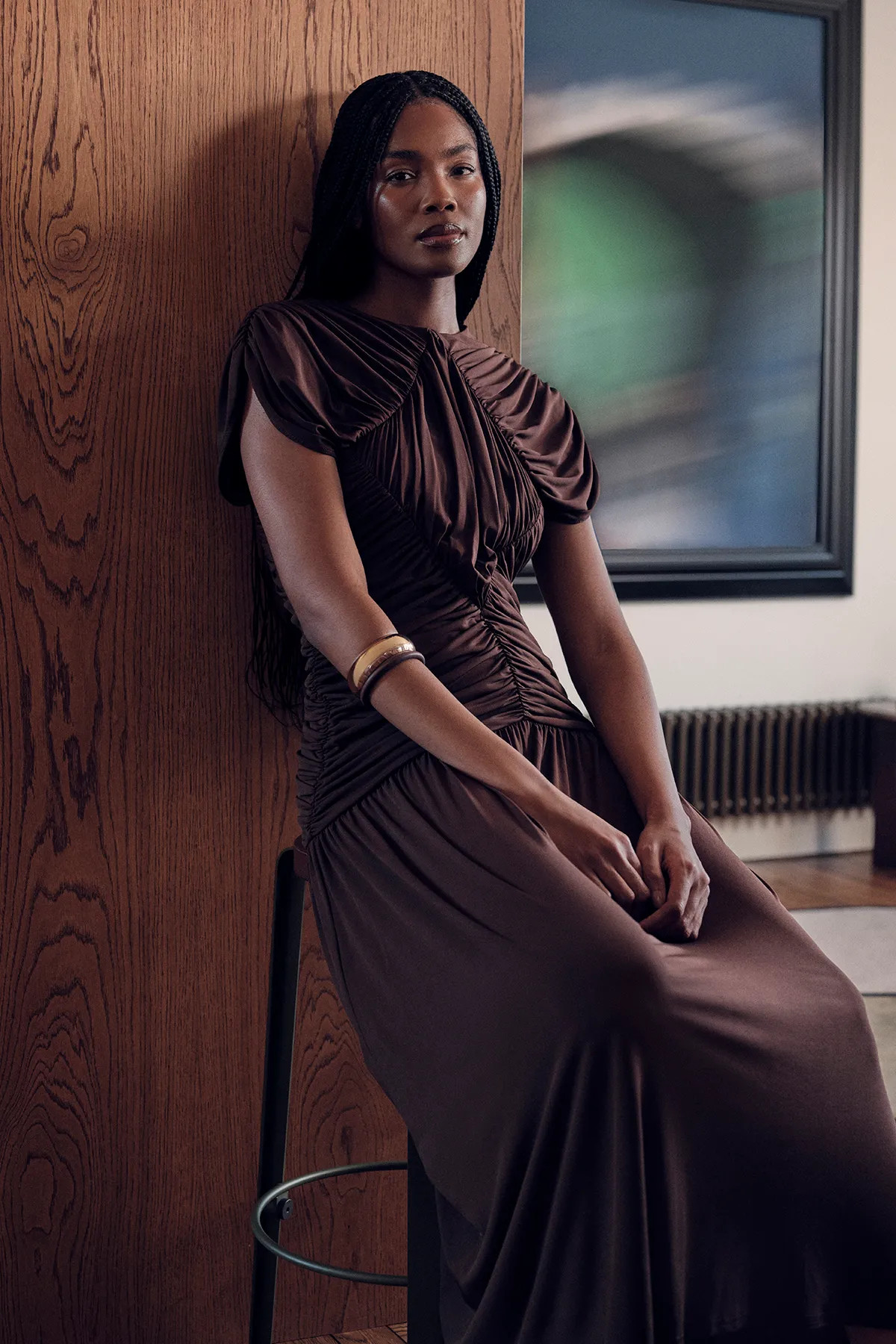 Premium Ruched Jersey Maxi Dress | Karen Millen
