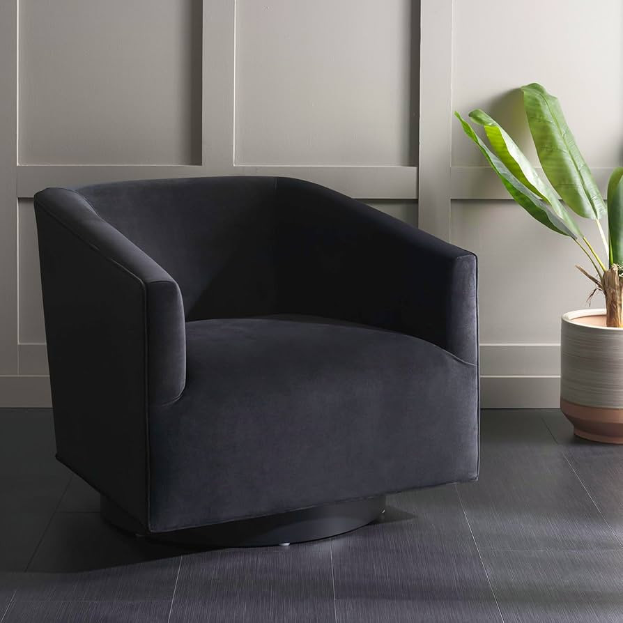 SAFAVIEH Home Collection Birdie Black Velvet Swivel Accent Chair (Fully Assembled) | Amazon (US)