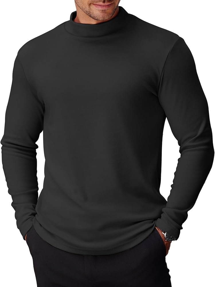 COOFANDY Mens Mock Turtleneck Long Sleeve Shirts Basic Thermal Turtle Neck Baselayer Lightweight ... | Amazon (US)