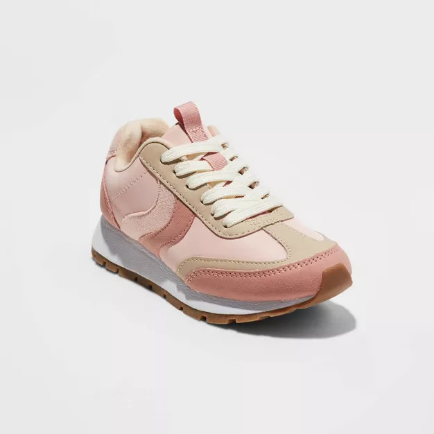 Girls' Ellison Colorblock Glitter Lace-Up Sneakers - Cat & Jack™ | Target