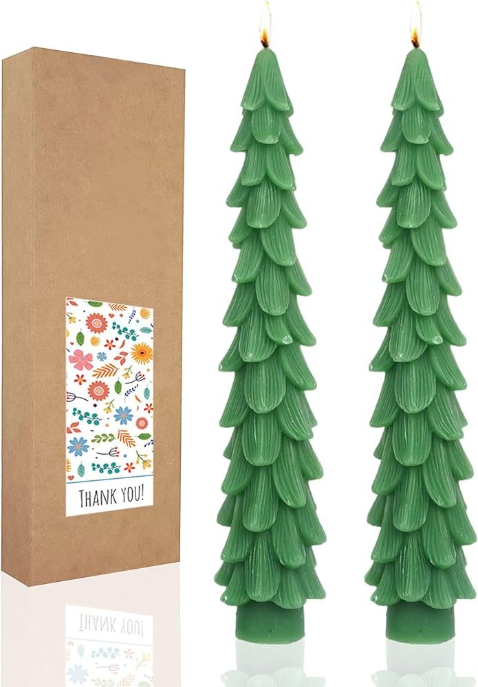 LPUSA Christmas Tree Taper Candles Hunter Green Spruce Candles，Christmas Decor Decoration,Set o... | Amazon (US)