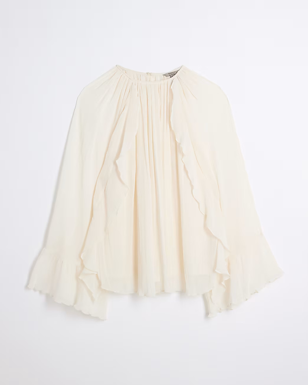 Cream Long Sleeved Ruffled Blouse | River Island UK & IE