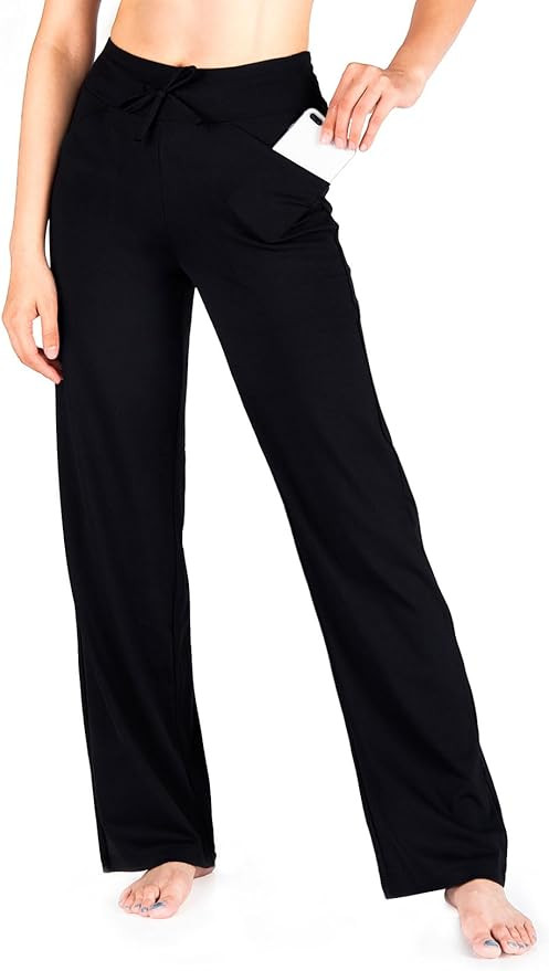 Yogipace Women's Petite/Regular/Tall Wide Leg Yoga Pants with Pockets Lightweight Drawstring Rela... | Amazon (US)