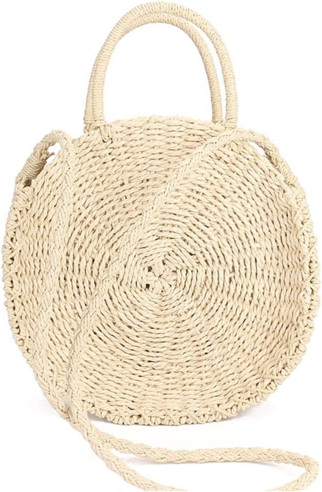 Straw Bag Crossbody for Women Weave Shoulder Bag Round Summer Beach Purse and Handbags | Amazon (US)