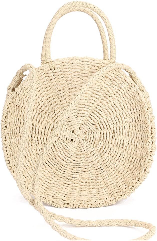 Straw Bag Crossbody for Women Weave Shoulder Bag Round Summer Beach Purse and Handbags | Amazon (US)