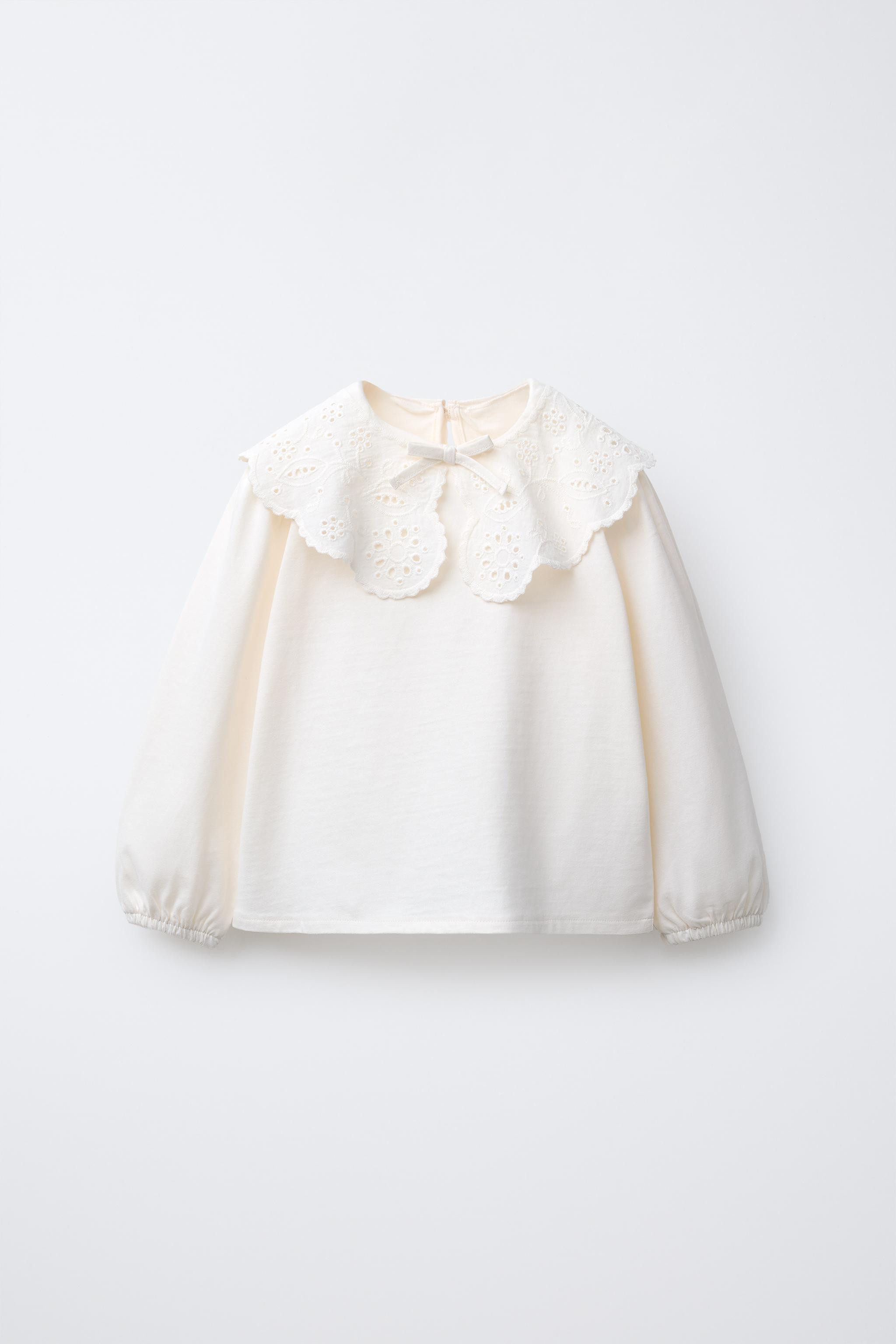T-SHIRT WITH EMBROIDERED COLLAR | Zara AU