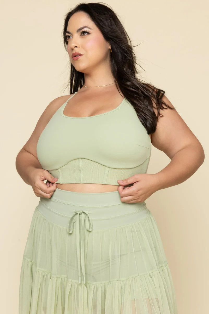 Plié Corset Crop Bralette - Pistachio | POPFLEX