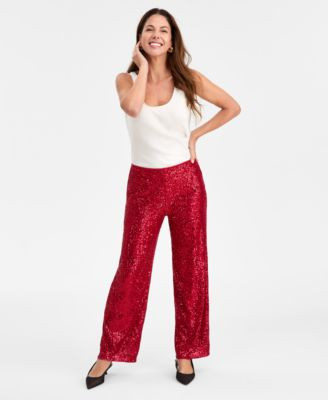 JM Collection Women's Sequinned Pull-On Pants, Macy's Exclusive - Macy's | Macy's