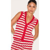 Petite Red Stripe Knitted Sleeveless Vest | PrettyLittleThing US