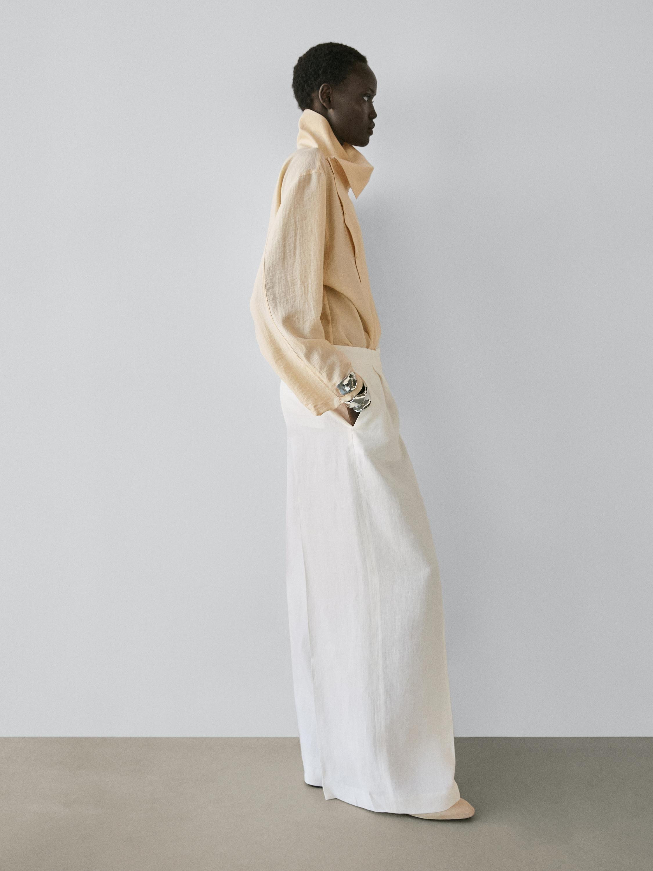 Flowing linen suit trousers | Massimo Dutti UK