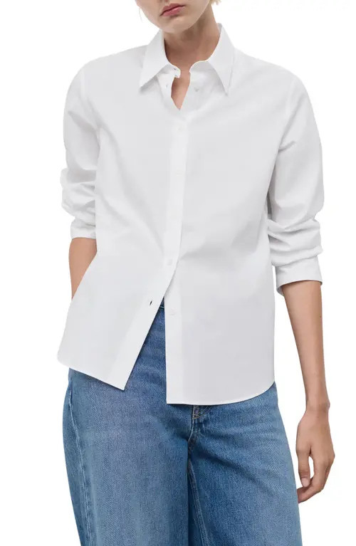 MANGO Regular Fit Woven Shirt in Off White at Nordstrom, Size 20 | Nordstrom