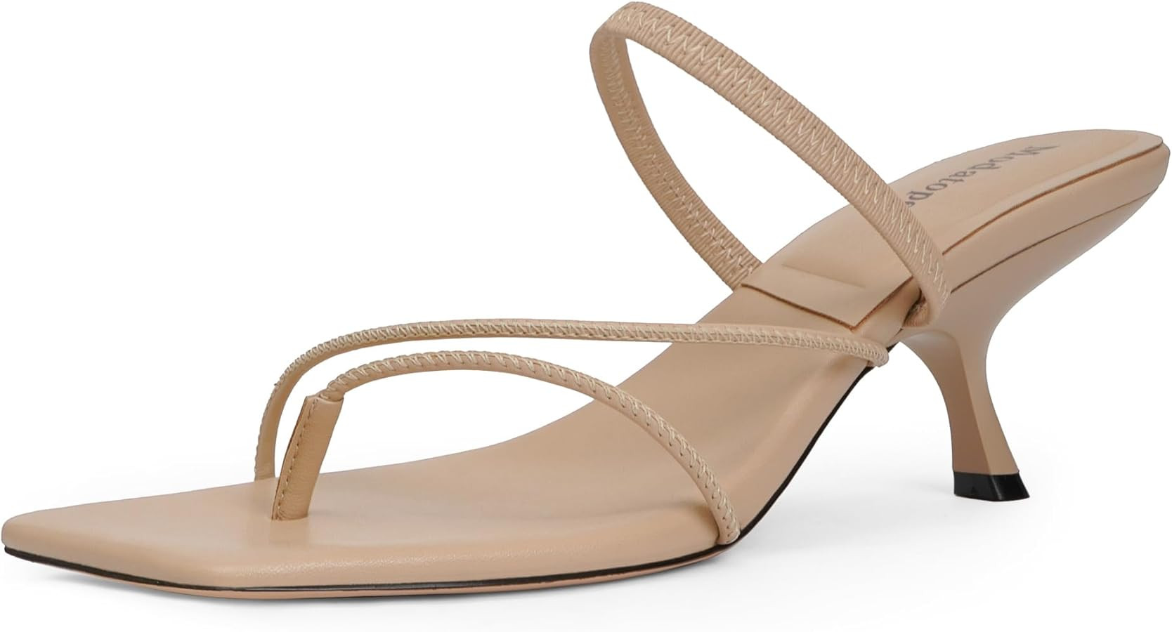 Modatope Kitten Heels for Womens Square Open Toe Slip on Heels Strappy Flip Flop Sandals Comfort ... | Amazon (US)