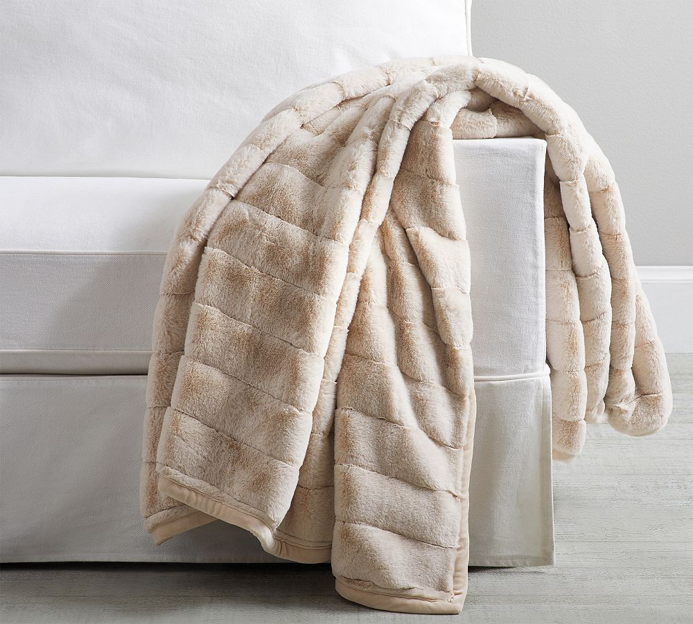 Faux Fur Channel Throw | Pottery Barn (US)