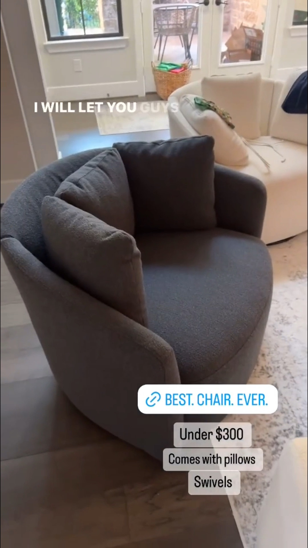 Best chair ever under $300!! Comes with pillows and swivels 🙌🏼

#LTKHome #LTKSaleAlert #LTKmomlife