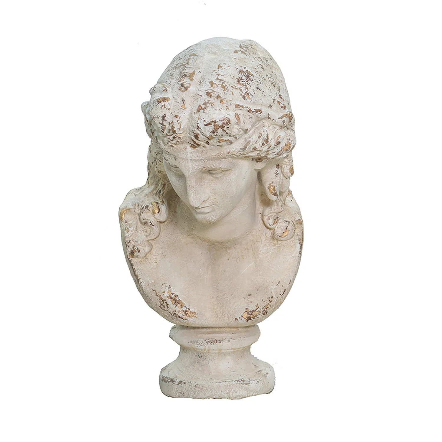 Classic Magnesium Bust Statue with Distressed White Finish | Wayfair North America