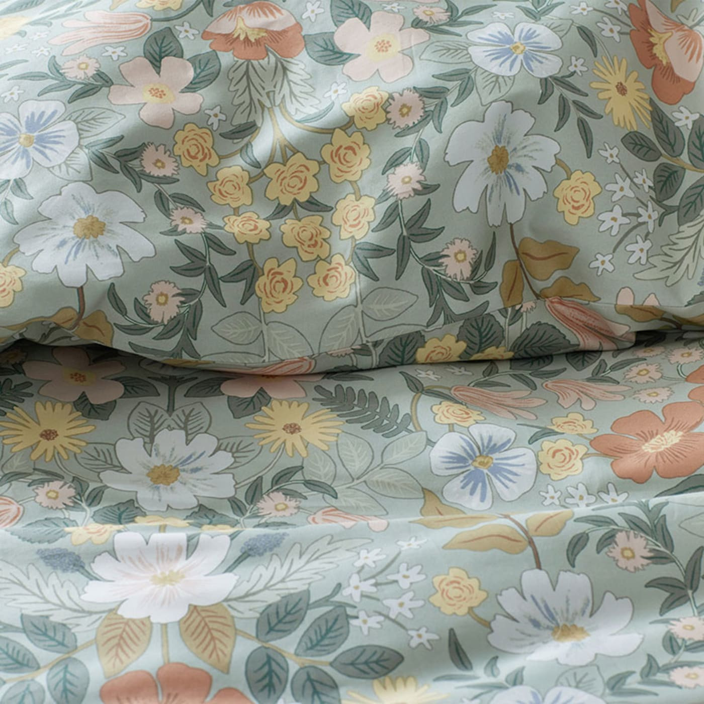 Bramble Garden Classic Smooth Sateen Duvet Cover - Sage, Twin | The Company Store