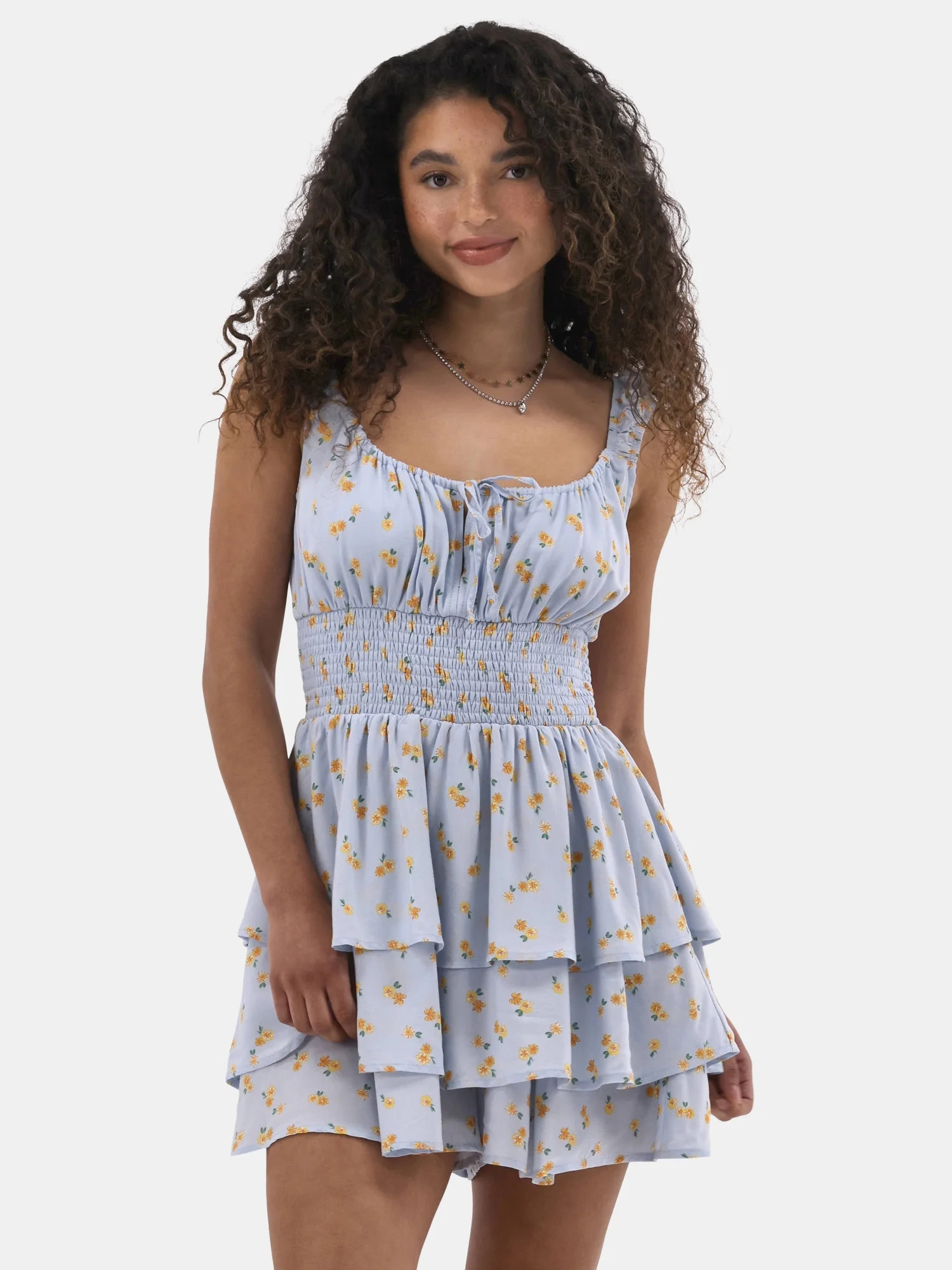 No Boundaries Romper with Puff Sleeves, Women's | Walmart (US)